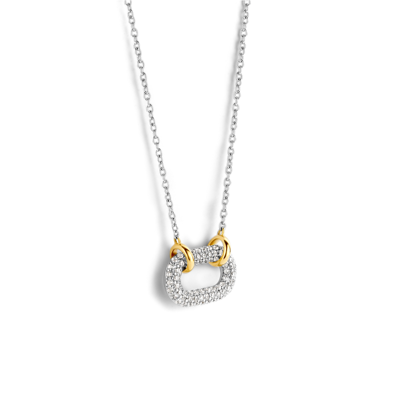 Milano CZ Link Pendant - Silver - 34010ZY/42