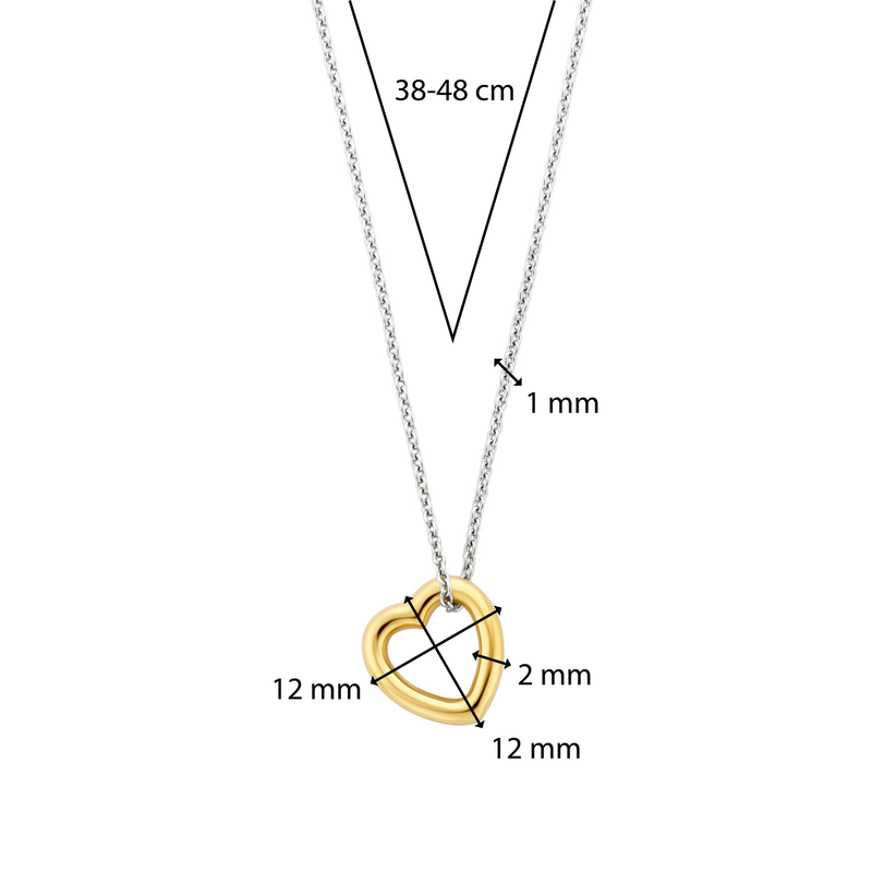 Milano Heart Pendant Necklace - Gold - 34022SY/42