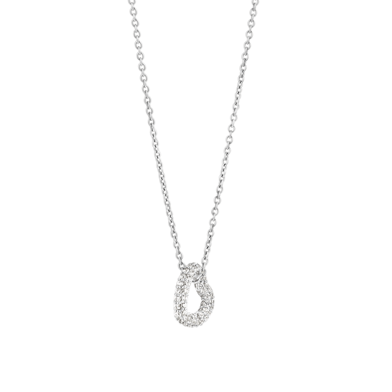 Milano CZ Heart Pendant Necklace - Silver - 34022ZI/42