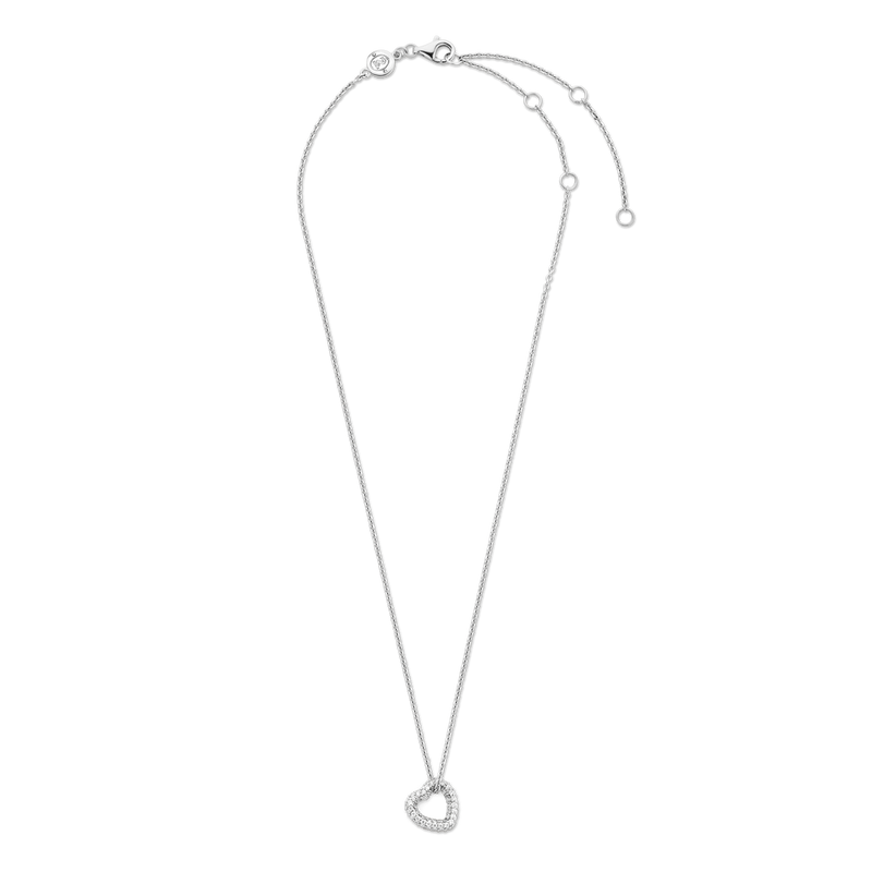 Milano CZ Heart Pendant Necklace - Silver - 34022ZI/42