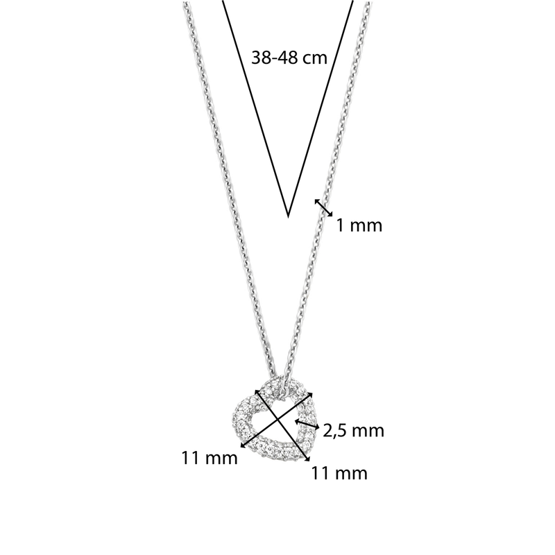 Milano CZ Heart Pendant Necklace - Silver - 34022ZI/42