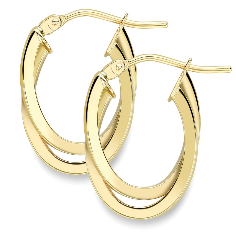 OVAL HOOP EARRINGS - 9CT YELLOW GOLD