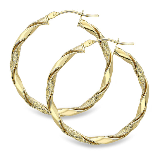TWISTED HOOP EARRINGS - 9CT YELLOW GOLD