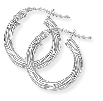 TWISTED HOOP EARRINGS - 9CT WHITE GOLD