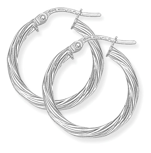 TWISTED HOOP EARRINGS - 9CT WHITE GOLD