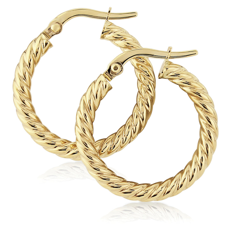 TWISTED HOOP EARRINGS - 9CT YELLOW GOLD