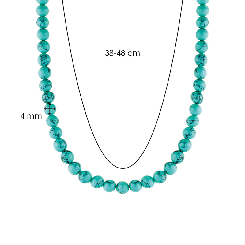 Turquoise Bead Necklace - Silver - 3916TQ/42