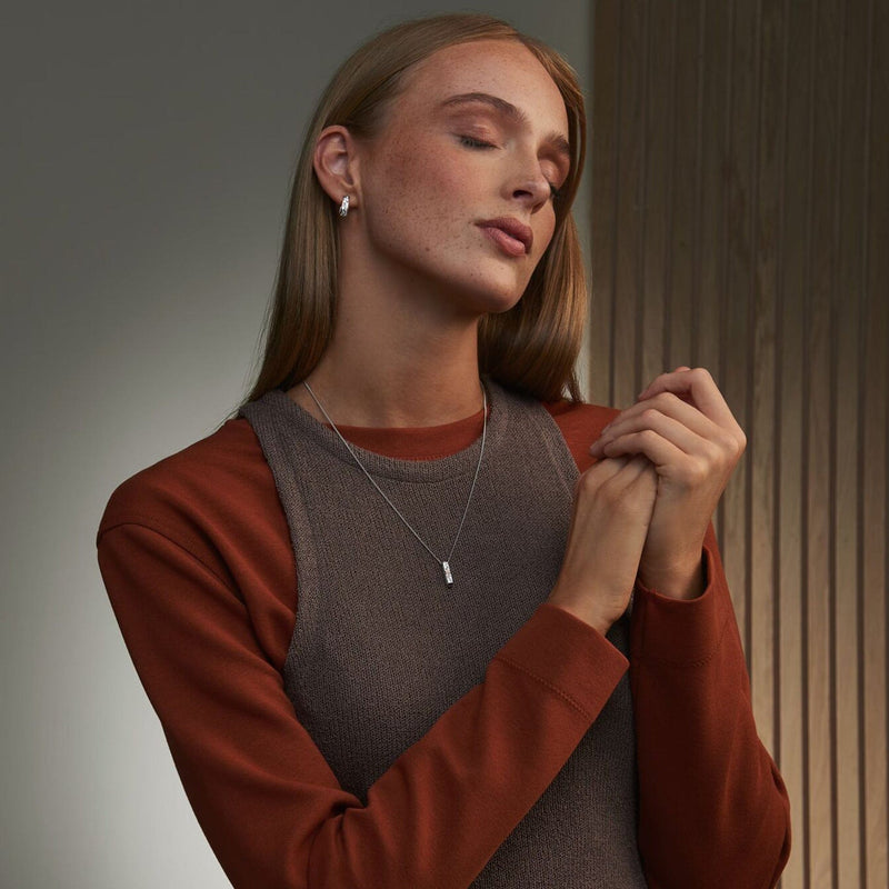 Cariad Sparkle Half Hoop Earrings - Silver/Rose - 3SCCBE01