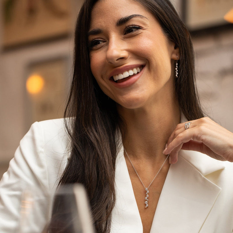 Celebration Drop Earrings - Silver/Rose - 3SME2