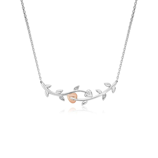 Vine Of Life White Topaz Necklace - Silver/Rose - 3STOL0237