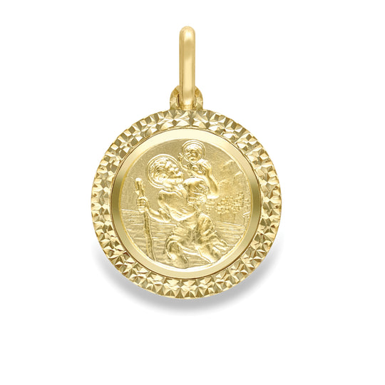 ROUND ST CHRISTOPHER MEDALLION - 9CT YELLOW GOLD