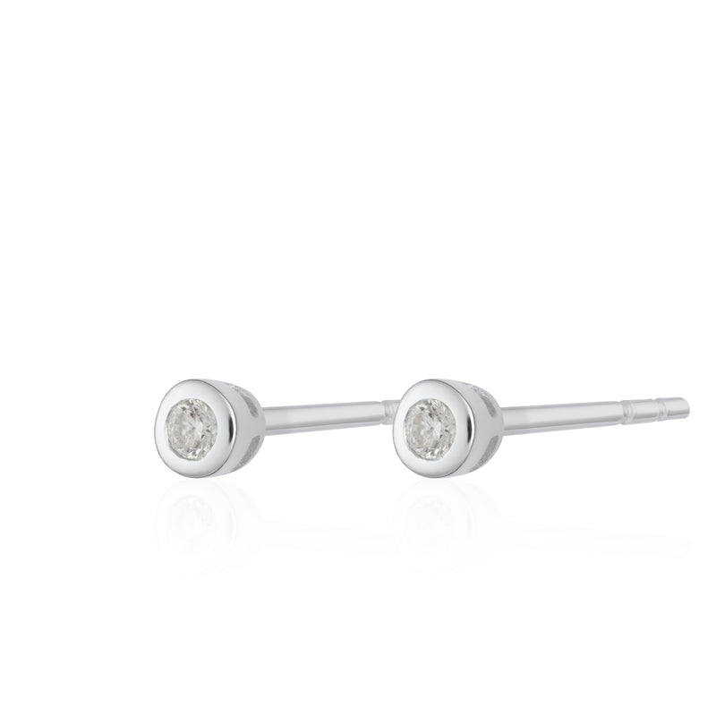 Teeny Tiny April Birthstone Stud Earrings - Silver/Topaz -SPSESBSWTO