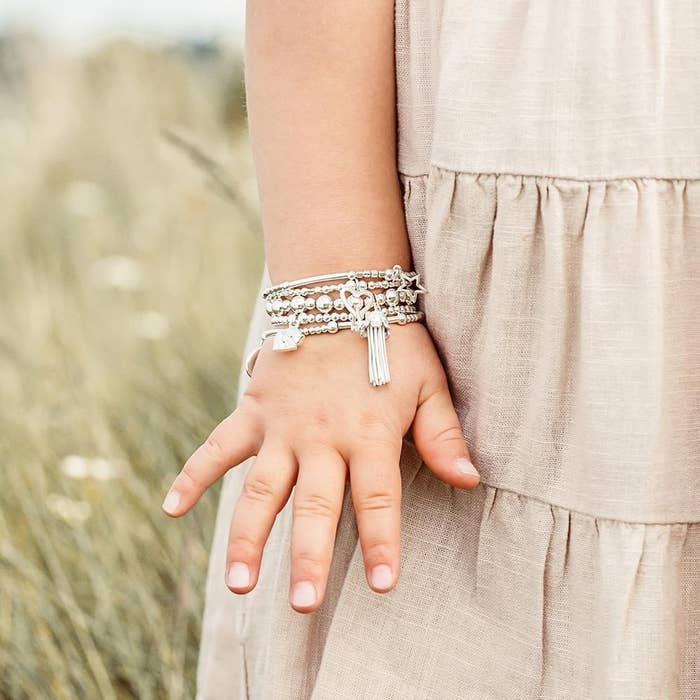 Children's Cute Charm Puffed Heart Bracelet - Silver - CSBCC023