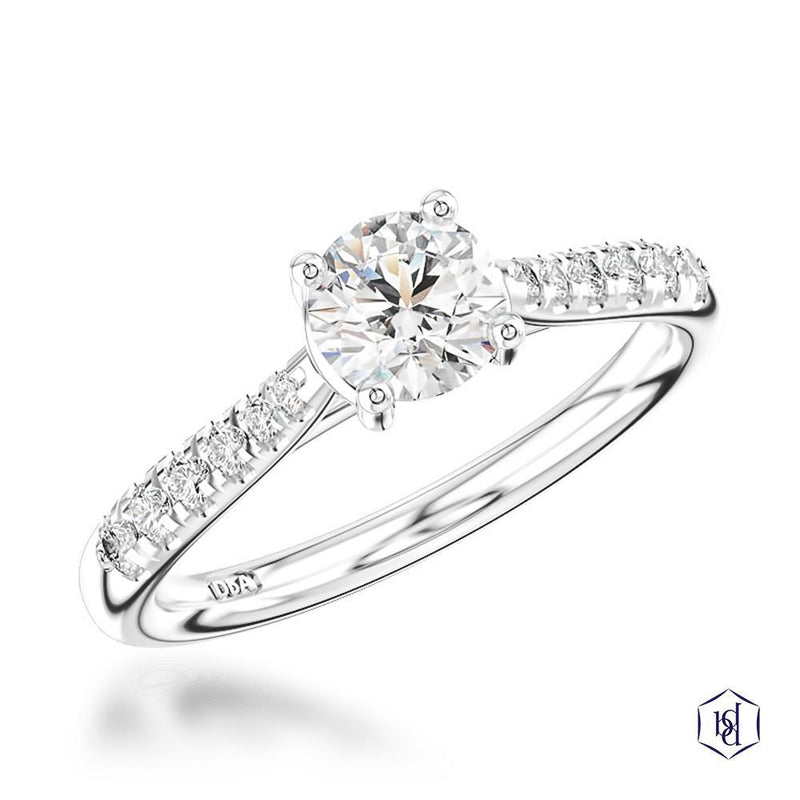 Platinum Round Brilliant Cut Diamond Engagement Ring - 0.91ct