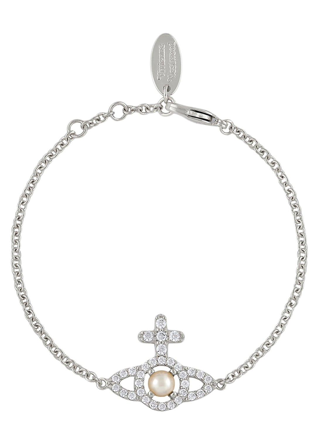 Olympia Pearl Chain Bracelet - Silver/White - 6102021E-02P132-SM