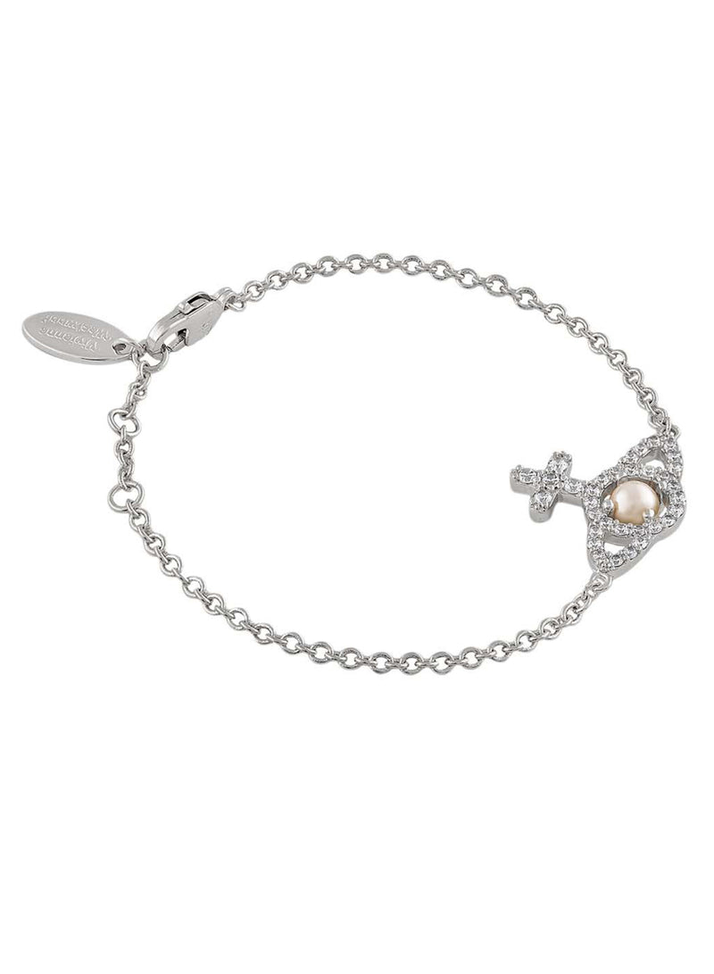 Olympia Pearl Chain Bracelet - Silver/White - 6102021E-02P132-SM