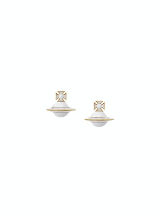 Dinah Stud Earrings - Gold/White - 6201032J-02R175-IM