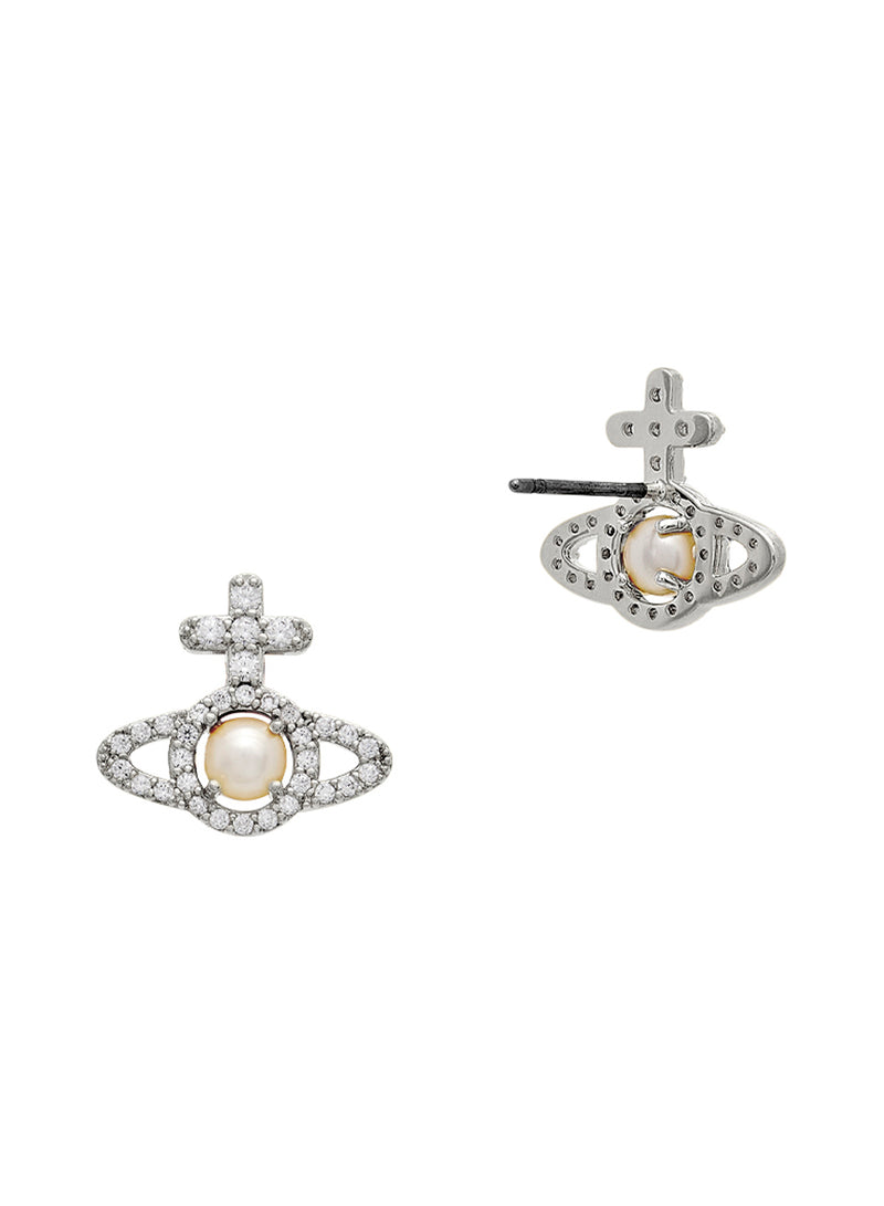 Olympia Pearl Stud Earrings - Silver - 6203007R-02P132-SM