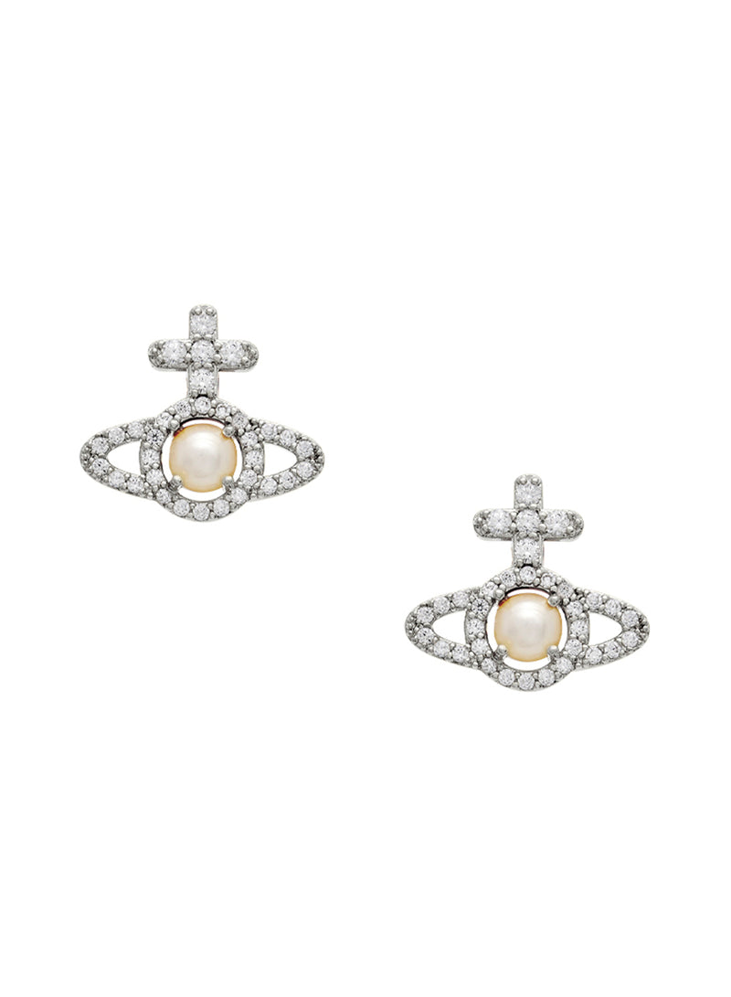 Olympia Pearl Stud Earrings - Silver - 6203007R-02P132-SM