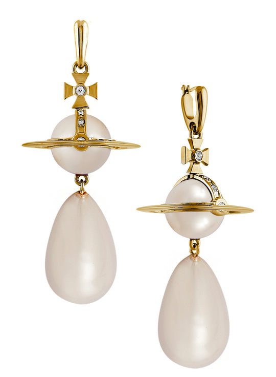 Giant Pearl Drop Earrings - Gold - 62030080-02R107-IM