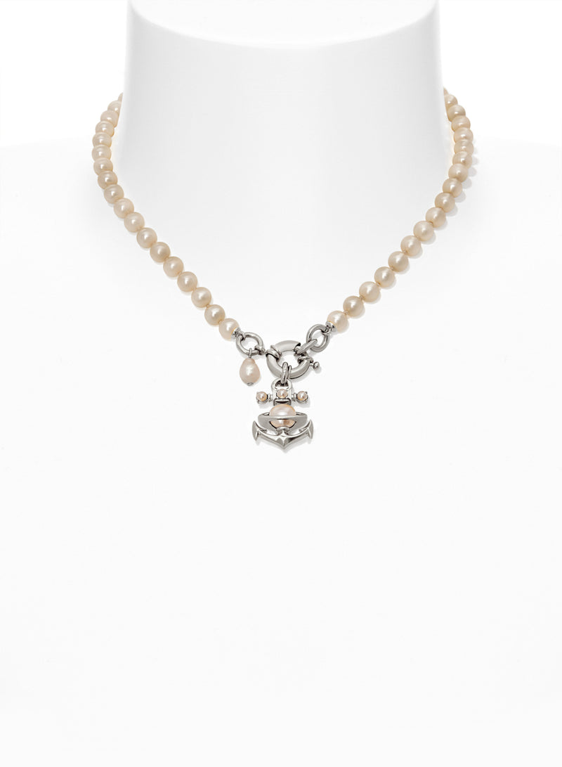 Marialena Pearl Necklace - Silver - 6301011A-02P103-CN