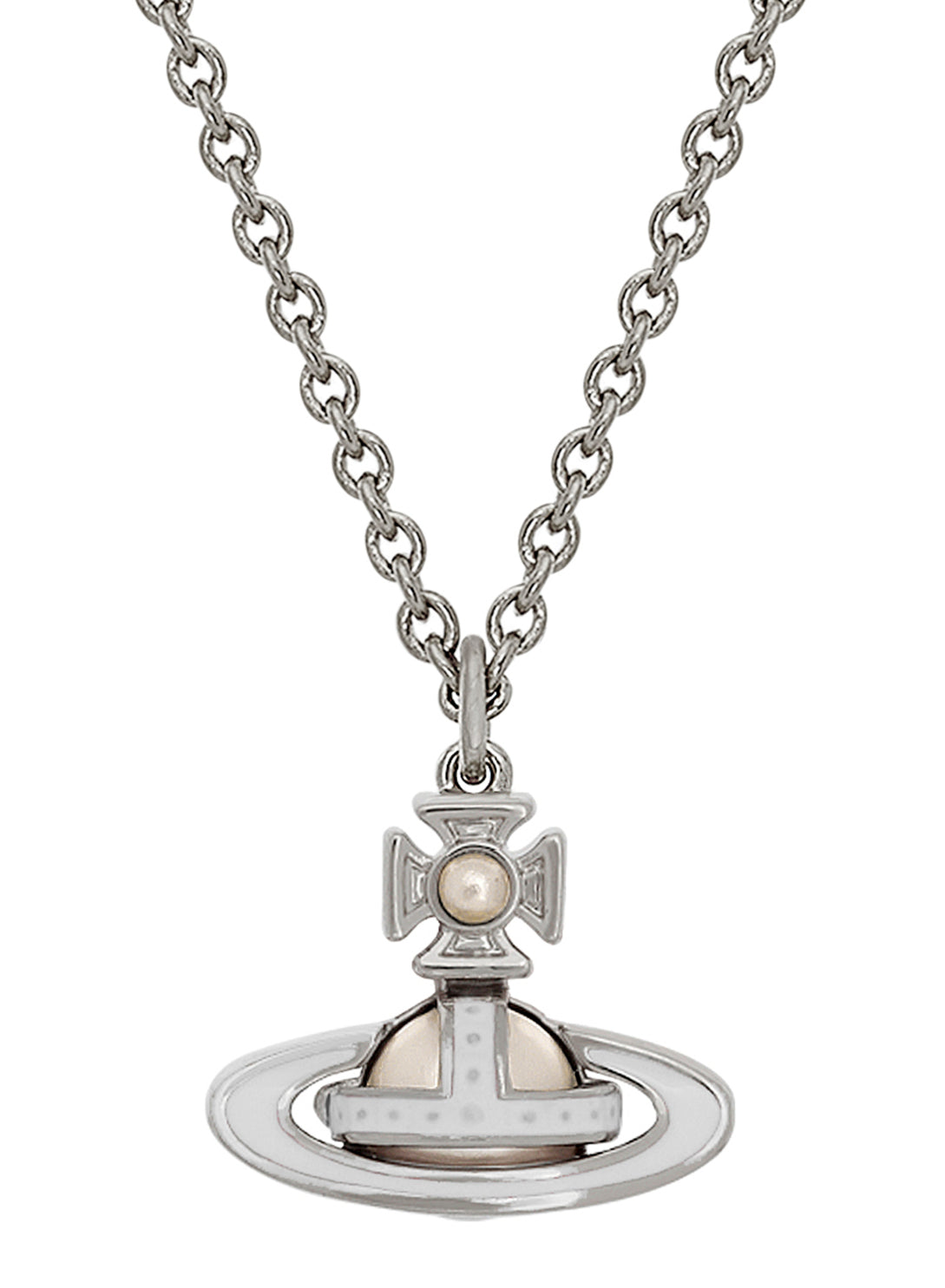 Simonetta Bas Relief Pendant - Silver/White - 63020322-02P113-CN