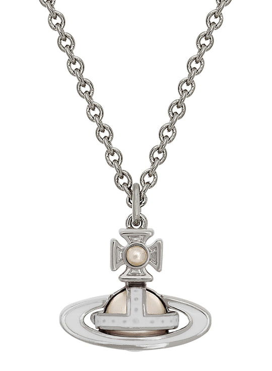 Simonetta Bas Relief Pendant - Silver/White - 630203FC-02P113