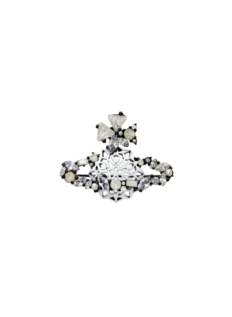 Snowflake Brooch - Silver/White - 65010017-02S289-SM