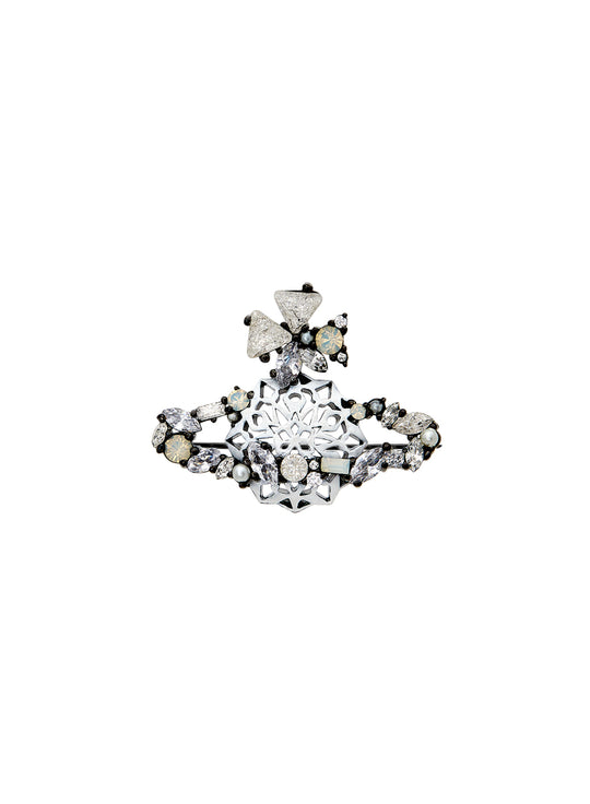 Snowflake Brooch - Silver/White - 65010017-02S289-SM