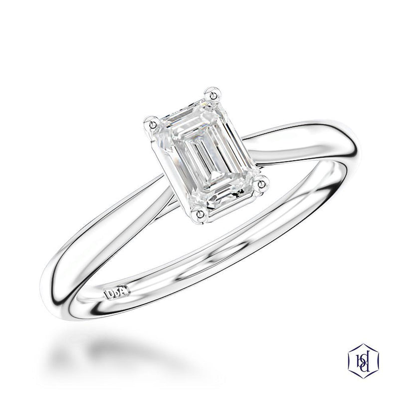 Platinum Emerald Cut Diamond Engagement Ring - 0.60ct