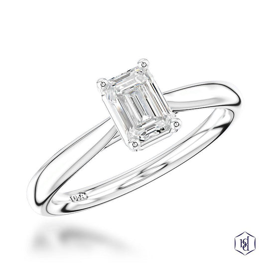 Platinum Emerald Cut Diamond Engagement Ring - 0.60ct