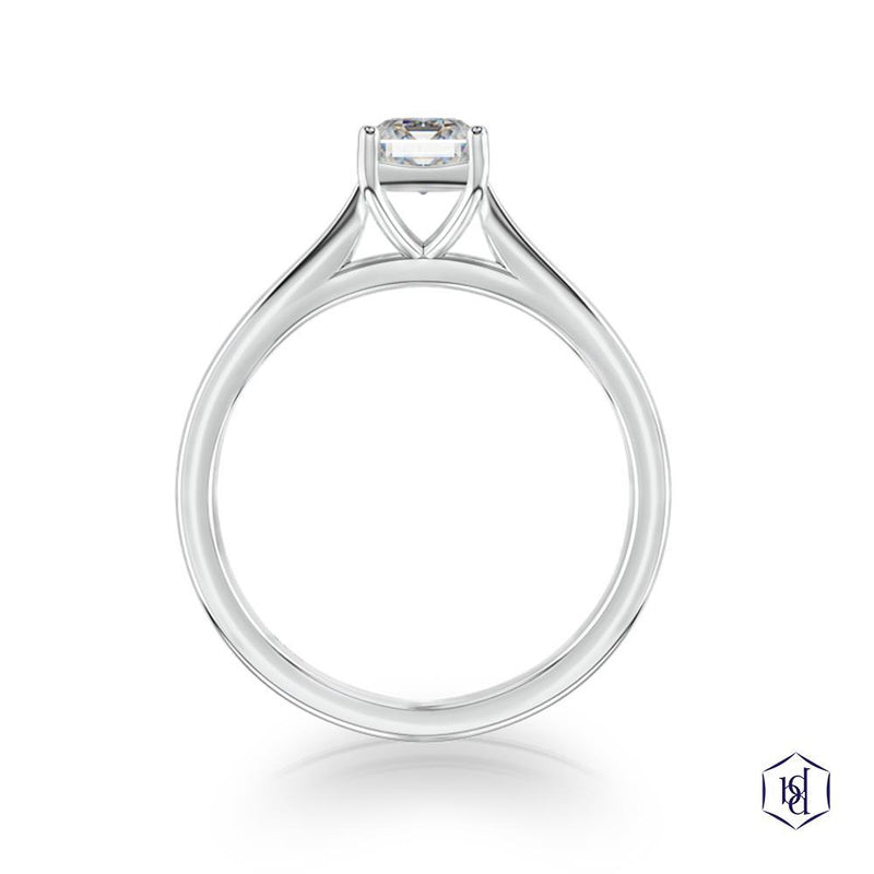 Platinum Emerald Cut Diamond Engagement Ring - 0.60ct