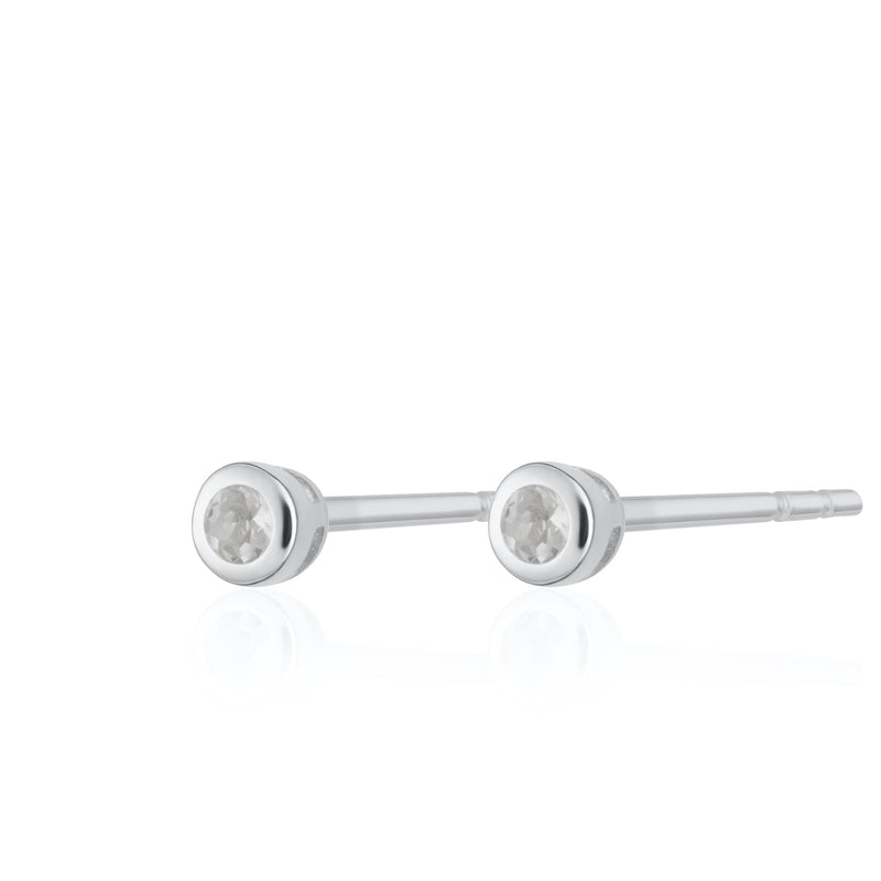 Teeny Tiny June Birthstone Stud Earrings - Silver/Moonstone - SPSESBSMOON