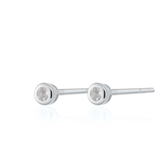 Teeny Tiny June Birthstone Stud Earrings - Silver/Moonstone - SPSESBSMOON