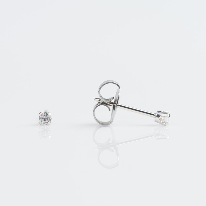 Cubic Zirconia Stud Earrings, 2mm - 9ct White Gold - 7509-3060