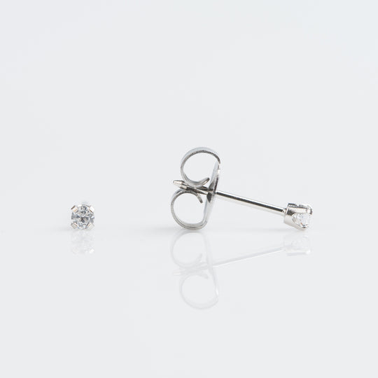 Cubic Zirconia Stud Earrings, 2mm - 9ct White Gold - 7509-3060