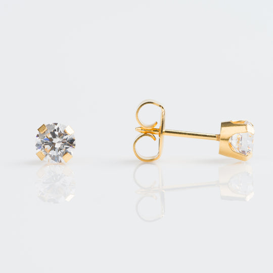 Cubic Zirconia Stud Earrings, 5mm - 9ct Gold - 7509-3095