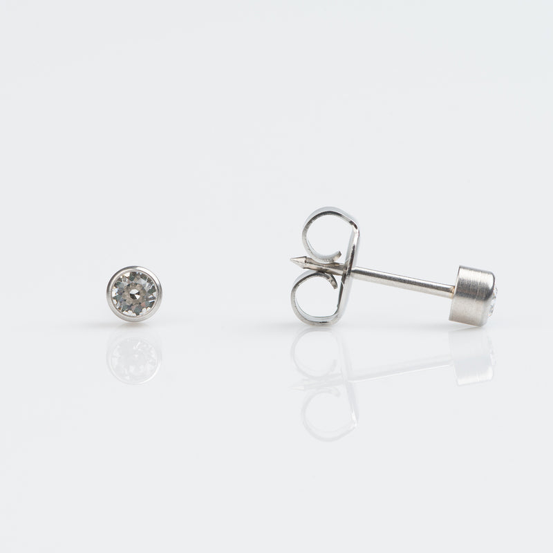 Crystal Stud Earrings, 3mm - 9ct White Gold - 7509-5204