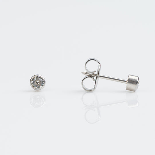 Crystal Stud Earrings, 3mm - 9ct White Gold - 7509-5204