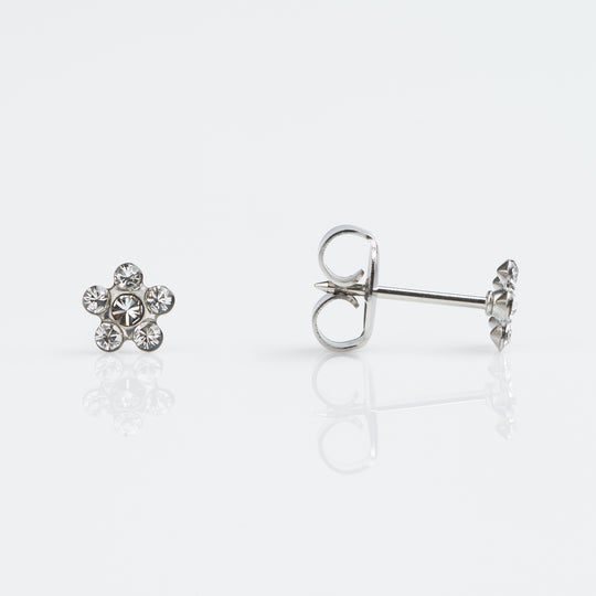 Daisy Crystal Stud Earrings - 9ct White Gold - 7509-7004