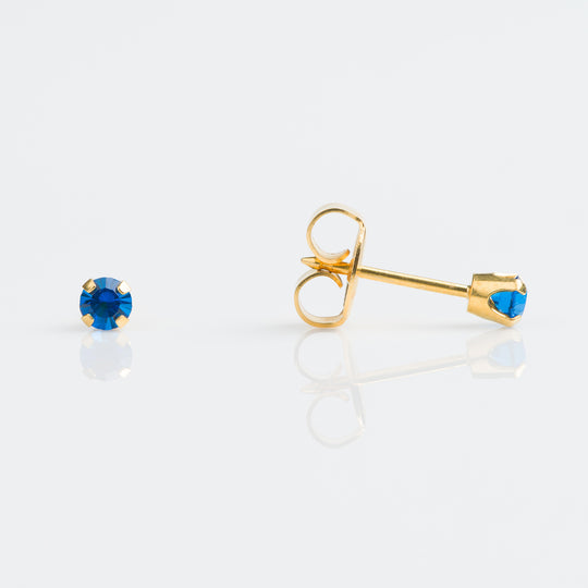 Sapphire Stud Earrings. 3mm - Gold - 7511-0109