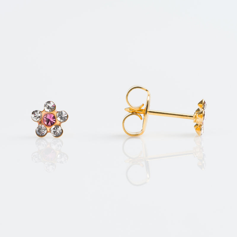 Daisy Crystal Stud Earrings, 5mm - Gold - 7511-6410