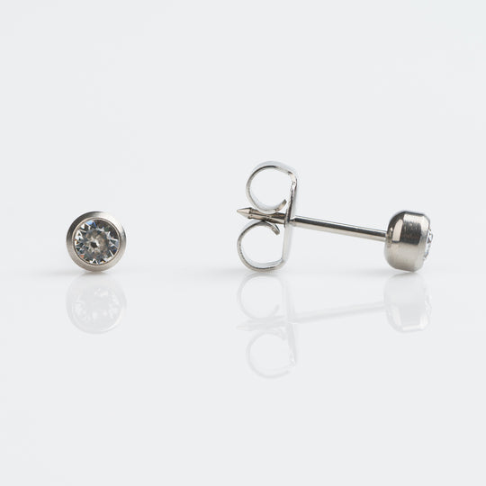 Crystal Stud Earrings, 4mm - Titanium - 7513-0204
