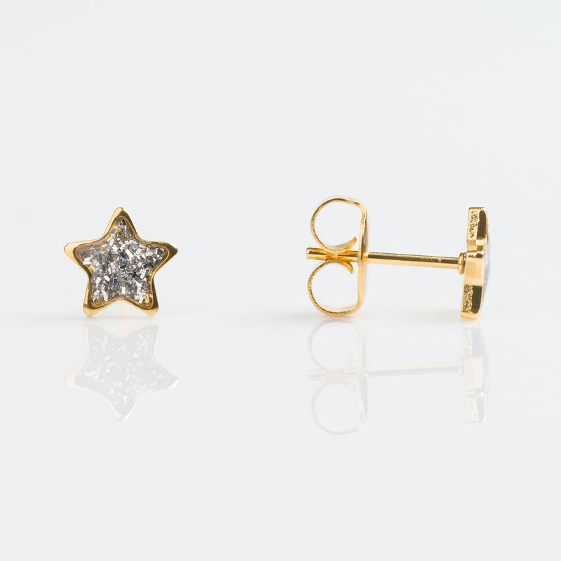 Glitter Star Piercing Stud Earrings - Gold - 7523-3544