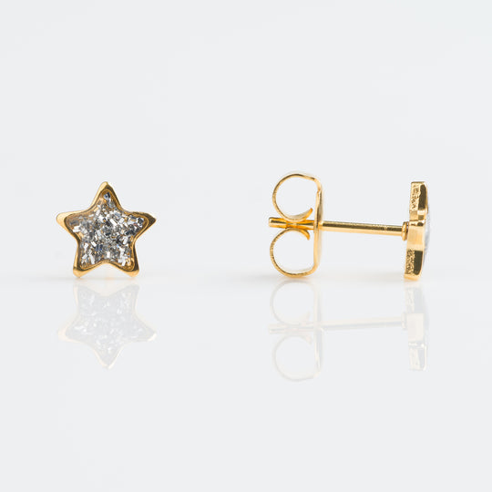 Glitter Star Piercing Stud Earrings - Gold - 7523-3544