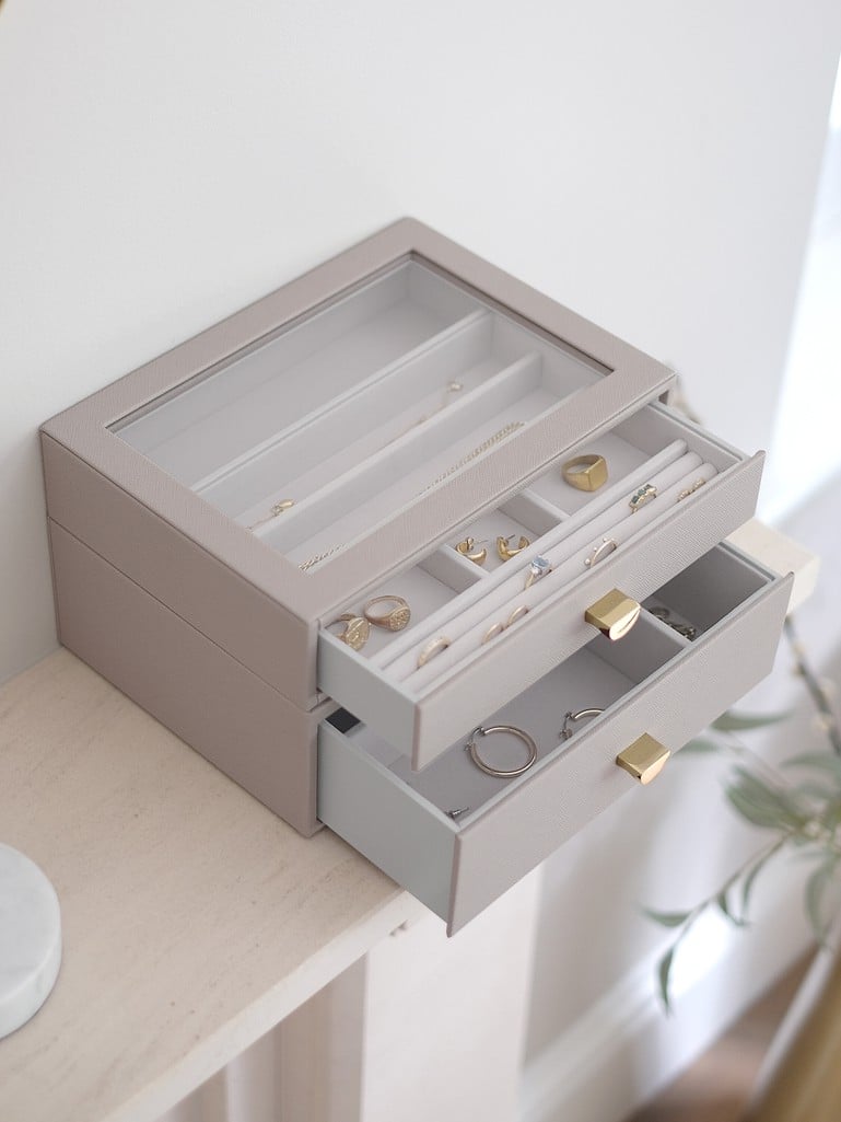 Classic 2 Drawer Jewellery Box - Taupe - 76057