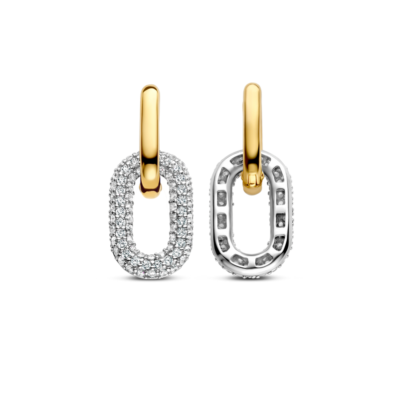 Milano Pave Oval Link Earrings - Gold - 7904ZY