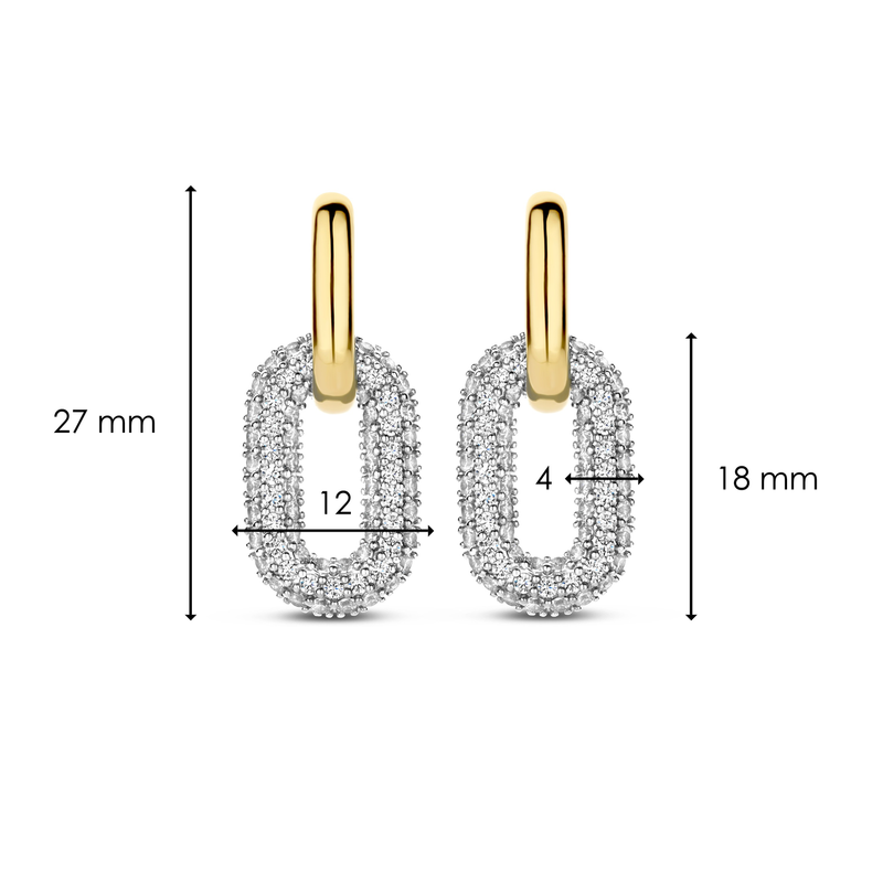 Milano Pave Oval Link Earrings - Gold - 7904ZY
