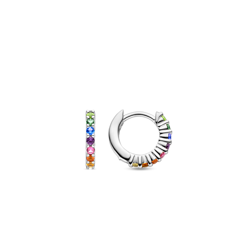 Milano Rainbow Hoop Earrings - Silver - 7906MC