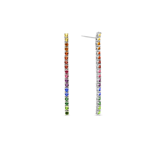 Milano Rainbow Drop Earrings - Silver - 7907MC